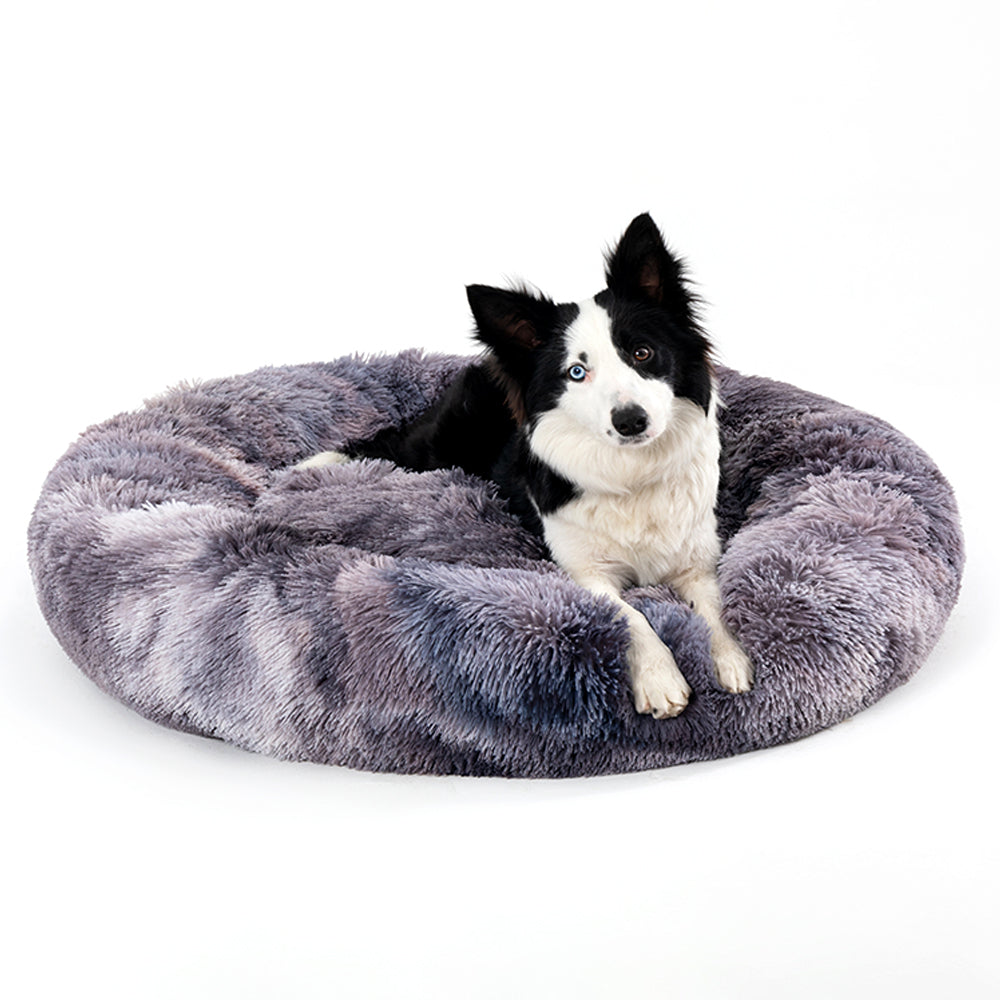 Fluffy Donut Dog Bed – Calming Washable Plush Pet Cushion for Small & Large Dogs Cats