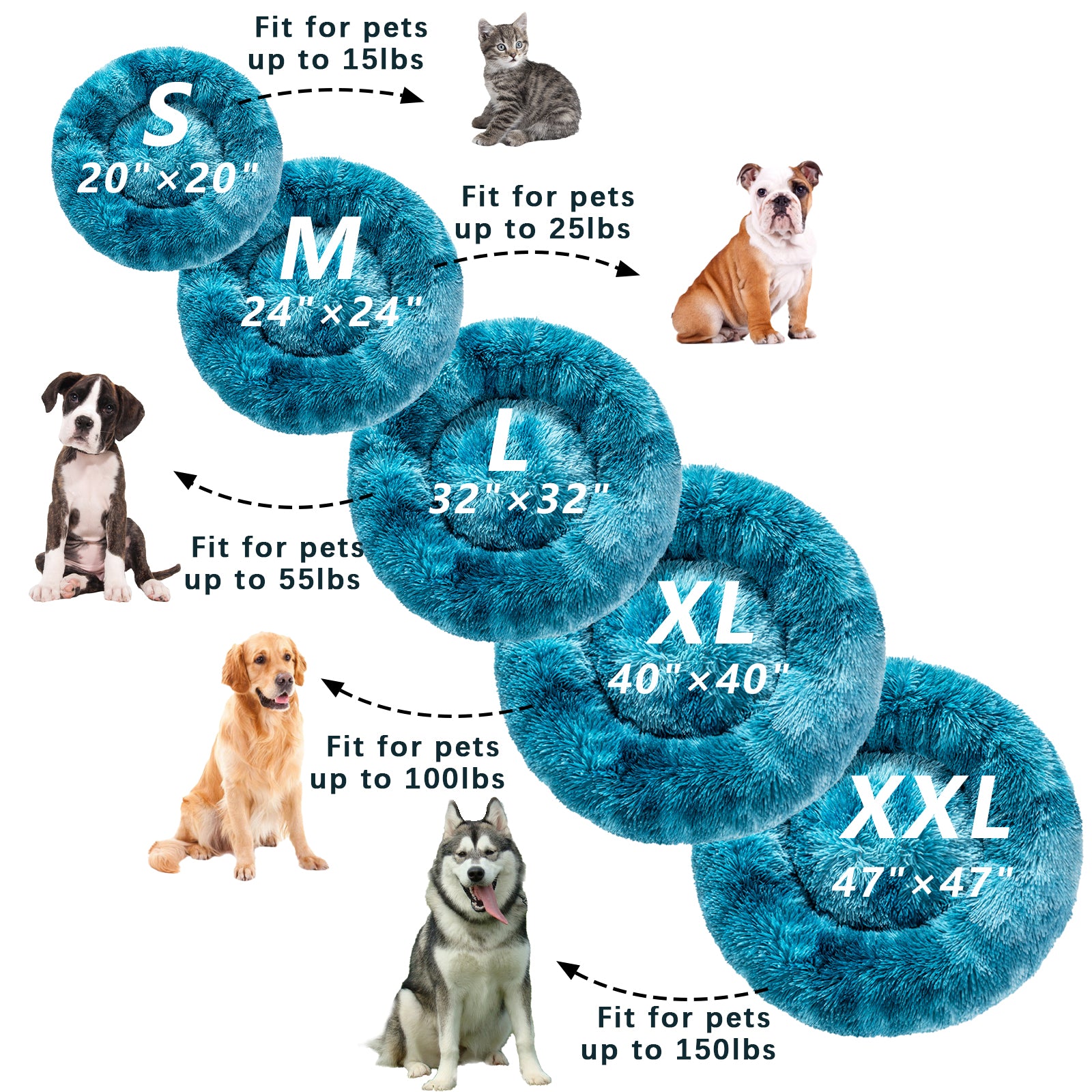Fluffy Donut Dog Bed – Calming Washable Plush Pet Cushion for Small & Large Dogs Cats