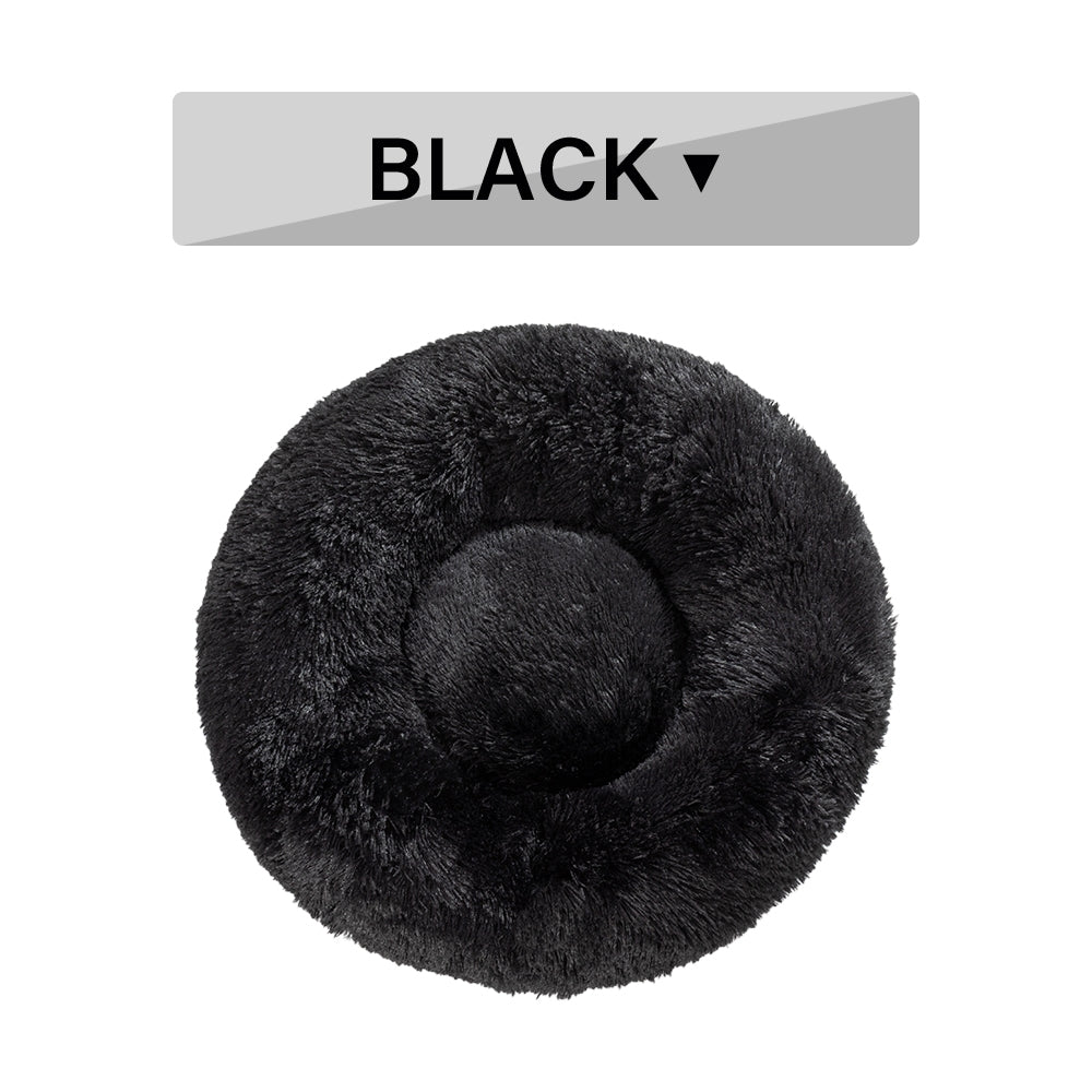 Fluffy Donut Dog Bed – Calming Washable Plush Pet Cushion for Small & Large Dogs Cats
