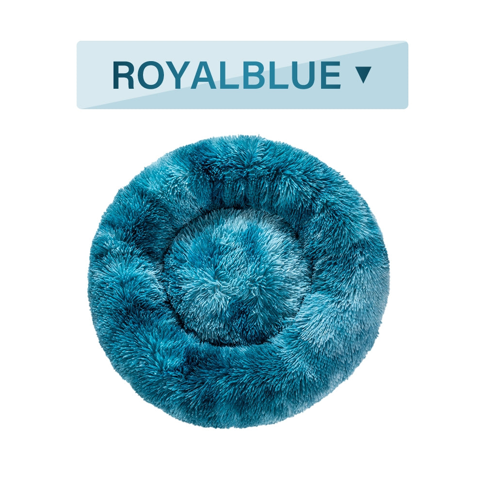 Fluffy Donut Dog Bed – Calming Washable Plush Pet Cushion for Small & Large Dogs Cats