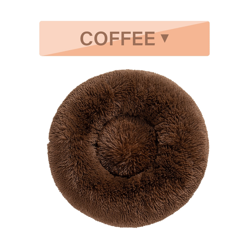 Fluffy Donut Dog Bed – Calming Washable Plush Pet Cushion for Small & Large Dogs Cats