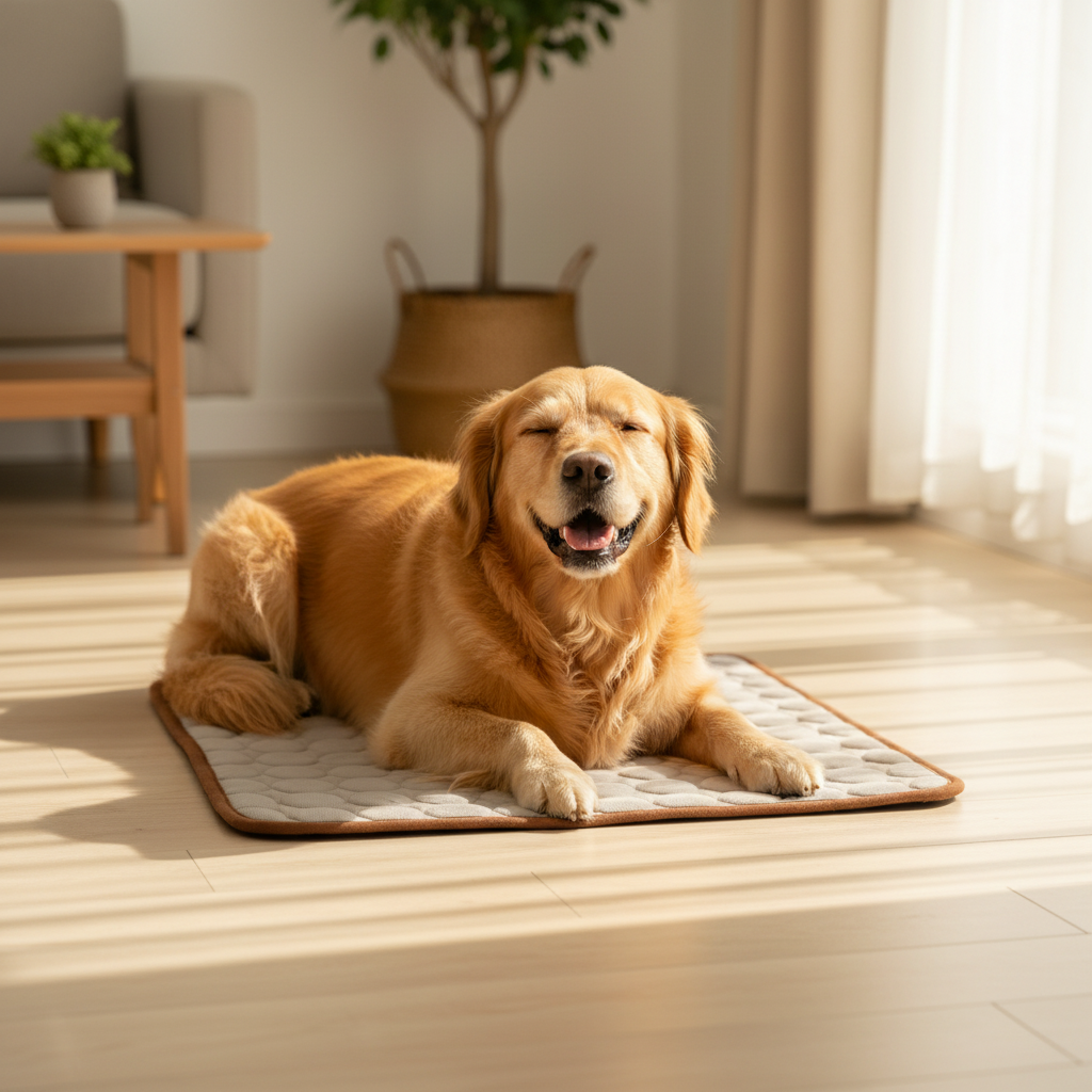 Dog on real mat