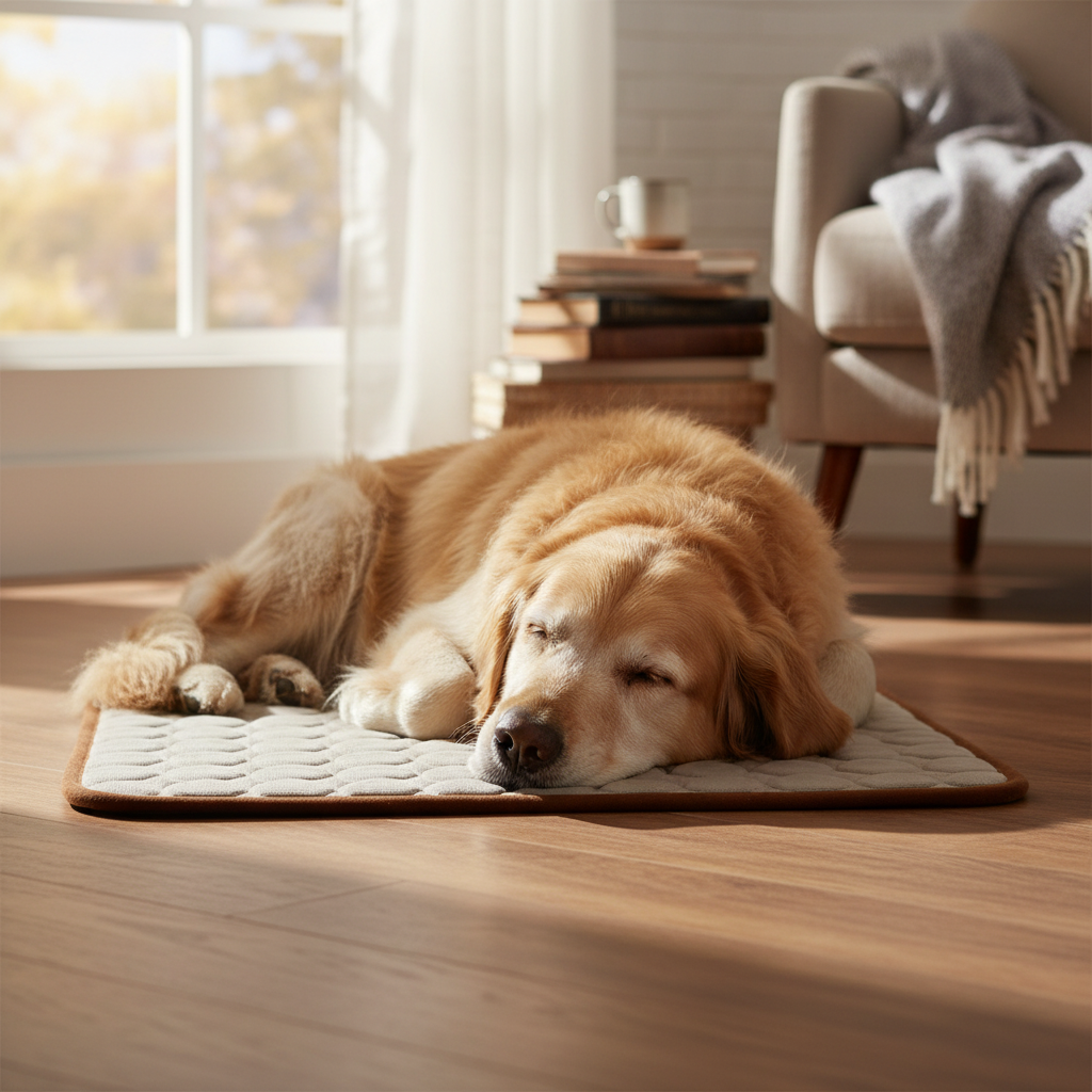 Senior dog on mat